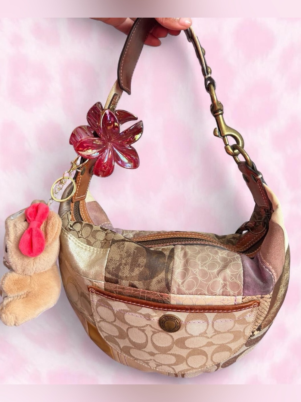 vintage coach patchwork hobo bag